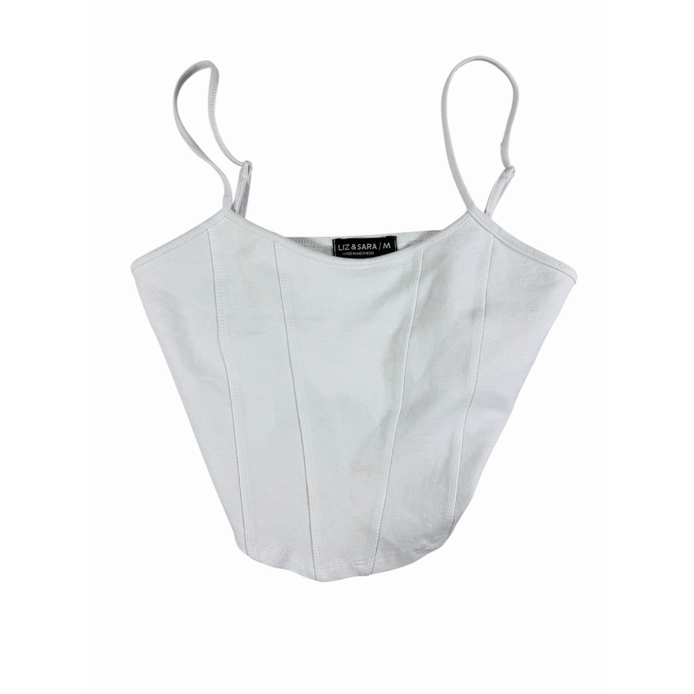LIZ and SARA White Corset Style Bustier Cami Top Women's Size M Spring/Summer